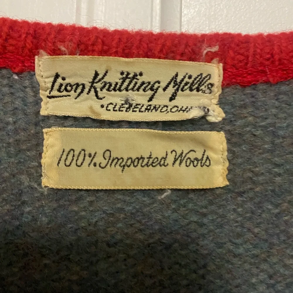 Lion Knitting Mills  Gray Long Sleeve Dress with Red Accents - Picture 4 of 4